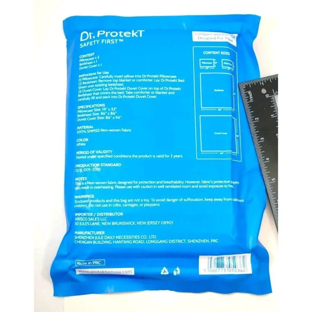 Disposable Travel Sheets Includes 1 Sheet 1 Duvet Cover and 2 Pillowcases
